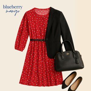 Banana Republic Red Floral Midi Dress | Wrinkle-Free | Size Large